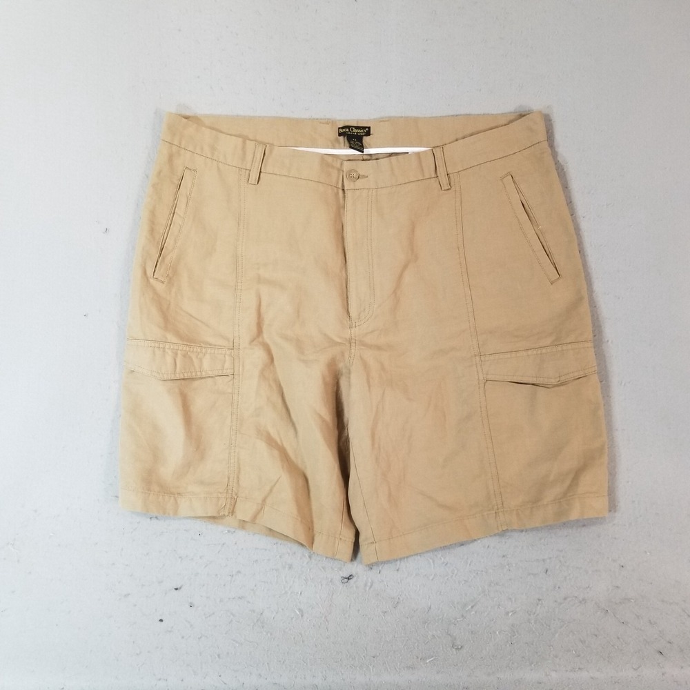 Boca‎ classics cargo shorts men's 44x10 brown Linen blend outdoor